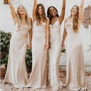 SOLD- Show me your mumu satin champagne bridesmaids dress